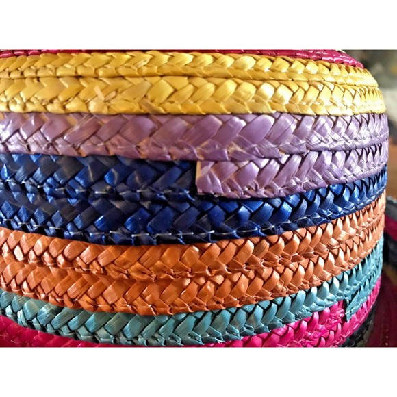 Rainbow Straw Pork Pie Hat Unisex Fedora Fun Casual Gay Pride Colorful - Picture 2 of 9